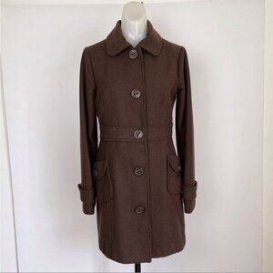 Bb Dakota middle-weight wool blend  pea coat  chocolate Brown Small